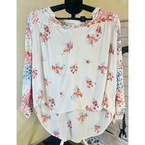 Lucky Brand Los Angeles Peasant Floral 3/4 sleeve XL Blouse
